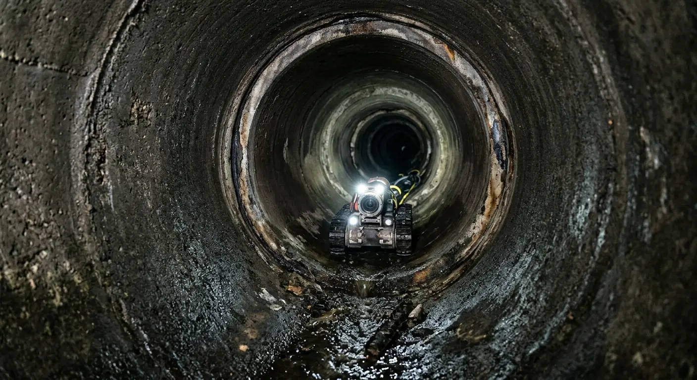 Robotic sewer camera inspecting pipe interior for Drain Snake Service in Elwood